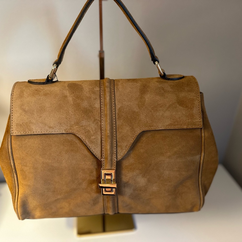 NWT Amerai Cuoio  Genuine Suede Top Handle Satchel - Picture 4 of 14